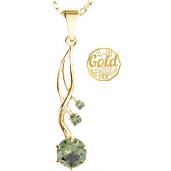 A-B Pendant faerie with Czech meteorite moldavite in yellow gold jw AUV1003