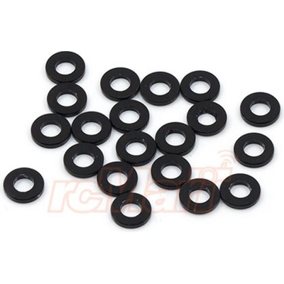 Yeah Racing Hliníkové podložky M3 0.25 mm 20 kusů černé