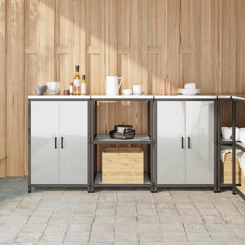 vidaXL Комплект за кухненско съхранение 3 pcs Сив 180 x 50 x 92 см (3392699)