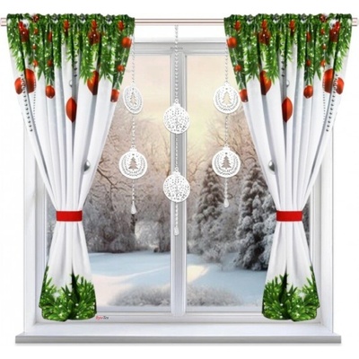 BytoTex Sada závěsů s vánočním motivem L 699, 2ks x 145 x 160 cm