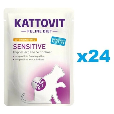 Kattovit Feline Diet Sensitive Kuracie s morčacím 24 x 85 g