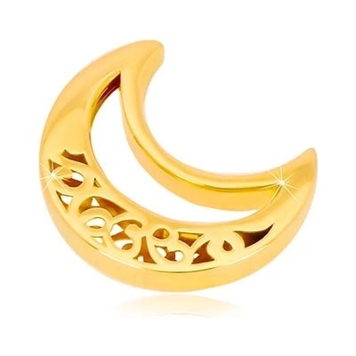 Šperky eshop Zlatý přívěsek 585 půlměsíc s ornamenty půlměsíčkovitý výřez GG37.41