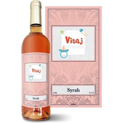 Sablio Vitaj na svete 2 Syrah ružové suché víno 12 % 0,75 l (čistá fľaša)