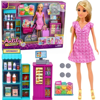 Lalka Anlily se supermarketem, pokladnou a doplňky