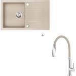 FERRO Комплект кухненска мивка с обръщаема форма Ferro beige и смесител Zumba 2F (DRGM48/78SA+BZA43P)