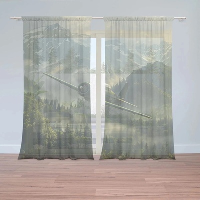 Sablio Záclony Bojové lietadlo v horách: 2ks 150x250cm