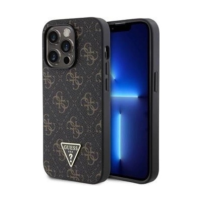 Guess PU Leather 4G Triangle Metal Logo iPhone 14 Pro černé