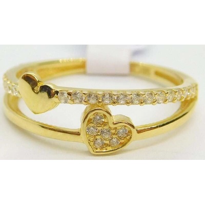 Klenoty Budín Srdíčkový dámský zlatý prsten se zirkony HK1205
