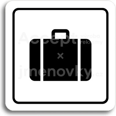 ACCEPT Piktogram úschovna zavazadel - bílá tabulka - černý tisk