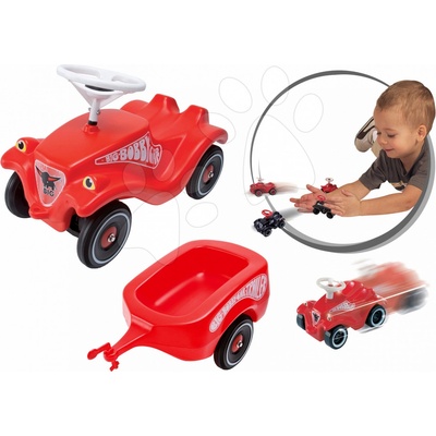 BIG Bobby Classic s vozíkem a autíčko Mini Bobby 01303-4 červené