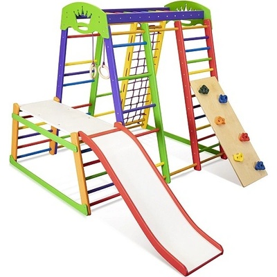 KinderSport hrací sestava EcoPlus1-1 Wave s ribstole, skluzavkou a lezeckou stenou