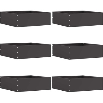 vidaXL Ограда за трева 6 pcs Черно 40 x 40 x 13 cm Стомана (874703)
