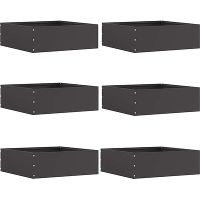 vidaXL Ограда за трева 6 pcs Черно 40 x 40 x 13 cm Стомана (874703)