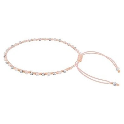 Silvego Textilný náramok Charleen oranžový so striebornými korálkami a prírodným peach Moon stone ONE1098BPMS