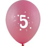 Globos Festival БАЛОНИ 10 БР. 12" - 30 СМ С ПЕЧАТ - ЦИФРА 5