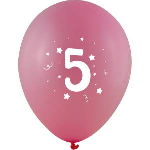 Globos Festival БАЛОНИ 10 БР. 12" - 30 СМ С ПЕЧАТ - ЦИФРА 5