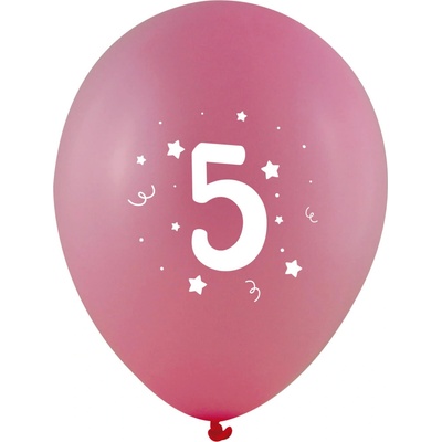 Globos Festival БАЛОНИ 10 БР. 12" - 30 СМ С ПЕЧАТ - ЦИФРА 5