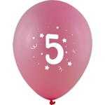 Globos Festival БАЛОНИ 10 БР. 12" - 30 СМ С ПЕЧАТ - ЦИФРА 5