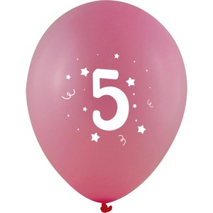 Globos Festival БАЛОНИ 10 БР. 12" - 30 СМ С ПЕЧАТ - ЦИФРА 5