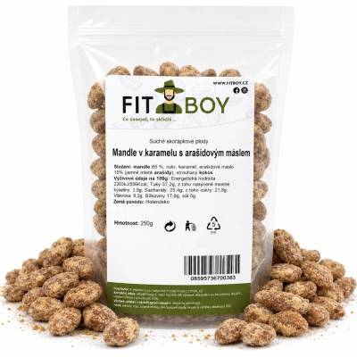 FITBOY Mandle v karamele s arašidovým maslom 250 g