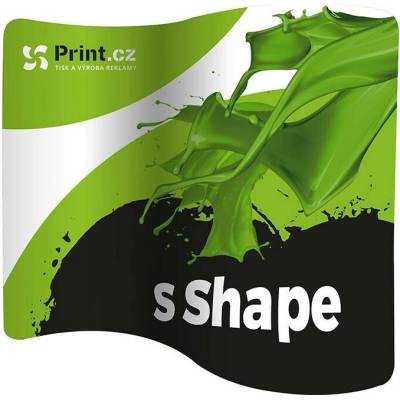 Print.cz Prezentační textilní stěna S Shape s tiskem a přepravní taškou, 300x228 cm