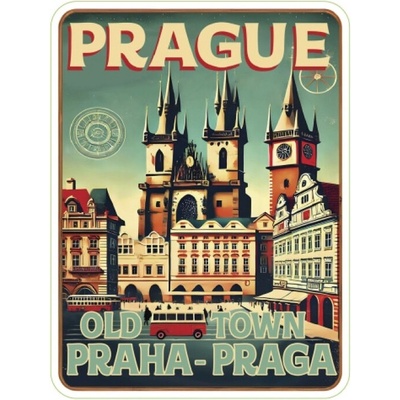 Samolepka SR Prague Old Town Praha Praga 8 x 6 cm - farebná