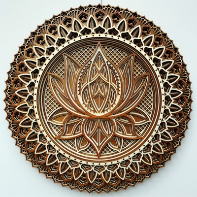 Dřevěná mandala - lotosový květ - stavebnice - 40x40x4 cm - 0.5kg Velikost: 40 x 40 cm