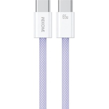 Wekome WDC-21 opletený nabíjací a dátový USB-C na USB-C 1m fialový