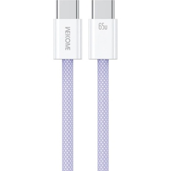 Wekome WDC-21 opletený nabíjací a dátový USB-C na USB-C 1m fialový