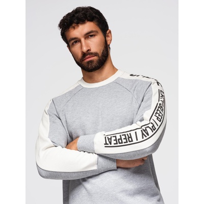Ombre Clothing Мъжки суитшърт с контрастна тапицерия и реглан ръкави - сив меланж V2 OM-SSNZ-0200 Ombre Clothing Ombre Clothing | Siv | МЪЖЕ | M