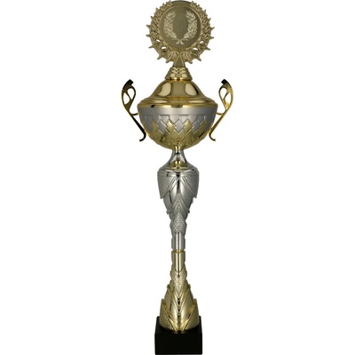 PUCHARY Pohár kovový zlato stříbrný Výška: 26 cm Průměr: 8 cm