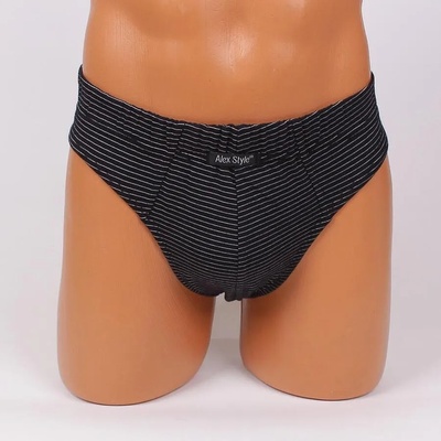 Мъжки памучен слип в черно с бяло райе