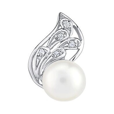 SILVEGO Strieborný prívesok GENEVIE s bielou pravou prírodnou perlou LPS1697WP