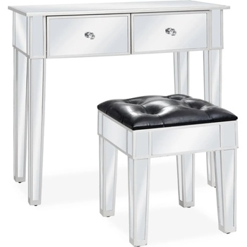Image 1 of vidaXL Огледална тоалетка с табуретка, МДФ и стъкло (246661)