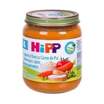 HiPP Био пюре от зеленчуци с ориз и пилешко месо hipp, 4+ месеца, 125гр