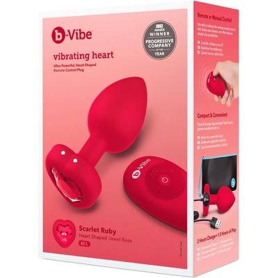 b-Vibe heart - акумулаторен, безжичен анален вибратор (червен)