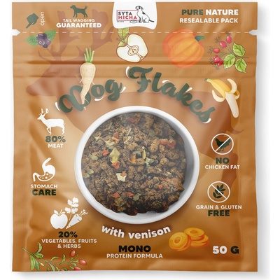 Syta Micha Сушена храна с еленско за кучета тип Air-Dried BARF Syta Micha Dog Flakes Venison 50 г