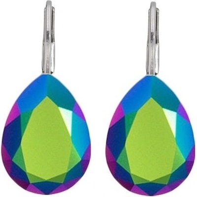 Swarovski Elements Pear stříbrné visací zelené slzičky kapky 51056.3 Scarabeus Green zelená magická duhová měňavá