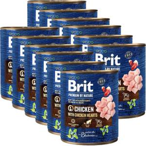 Brit Консерва Brit premium by Nature Пиле и Сърца 12 x 800 г