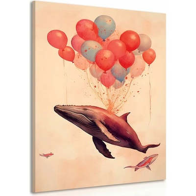 Obraz zasněná velryba s balony - 40x60