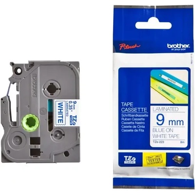 Brother ЛЕНТА ЗА ЕТИКЕТНИ ПРИНТЕРИ BROTHER ТИП TZ - 9 mm x 8, 00 m - BLUE ON WHITE TAPE - PN TZE223 (TZE-223) (301BRATZE223)