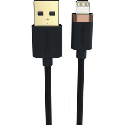 Duracell Кабел Duracell - USB7022A, USB-A/Lightning, braided, 2 m, черен (5056304399970)