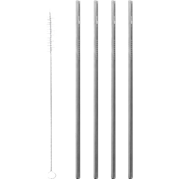 Qwetch Сламка от неръждаема стомана, права - 4 броя