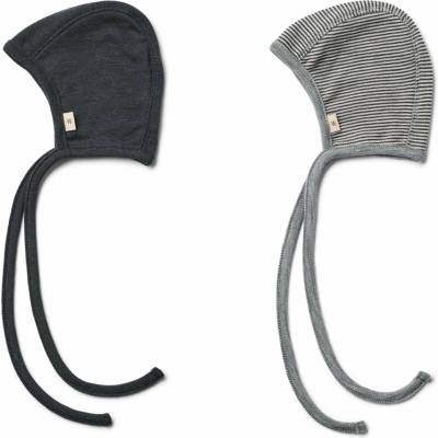 Zaväzovacia čiapka z merino vlny kusy Wheat navy stripe