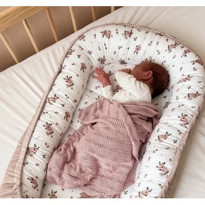 Baby Nellys Hnízdečko pro miminko Premium Flowers oboustranné pudrově růžová – Zboží Mobilmania