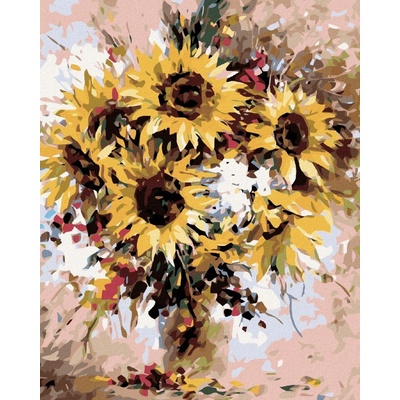 zuty Malování podle čísel Kytice slunečnic 80 x 100 cm bez rámu a bez vypnutí plátna 8596530003823