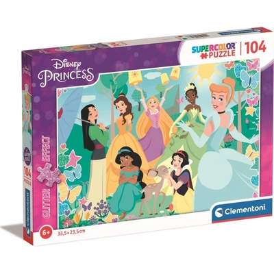 CLEMENTONI Třpytivé Disney princezny v zahradě 104 dílků