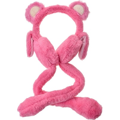 Clayre & Eef dětské klapky na uši pohyblivé uši Medvídek růžové