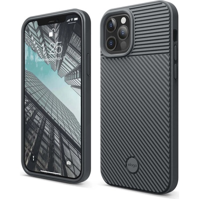 elago Cushion Case - удароустойчив силиконов (TPU) калъф за iPhone 12, iPhone 12 Pro (сив)