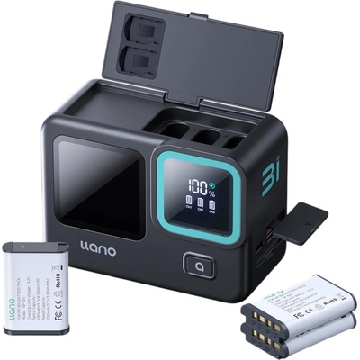 LLANO 3-in-1 Battery Charger Power Bank LCD NP-BX1